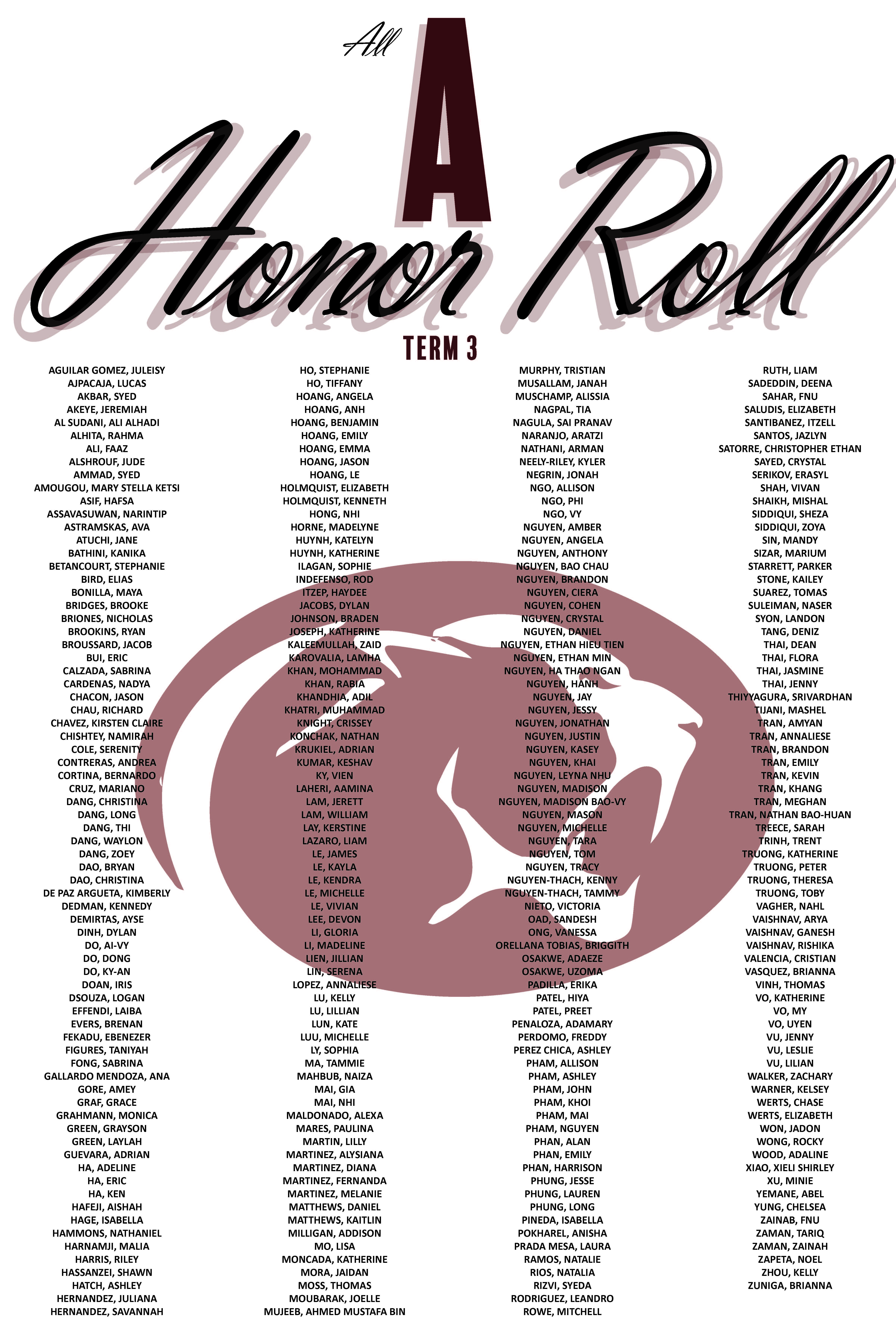 All A Honor Roll T3 2024